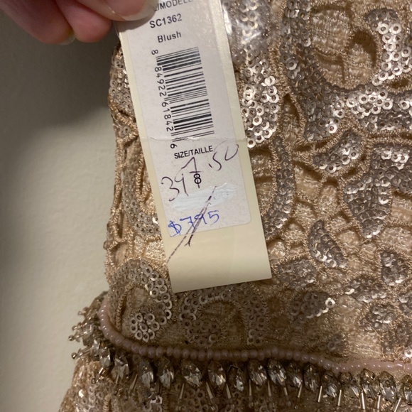 Badgley Mischka Sequin,Tweed, Blush Cocktail Dress 8 - Picture 5 of 5